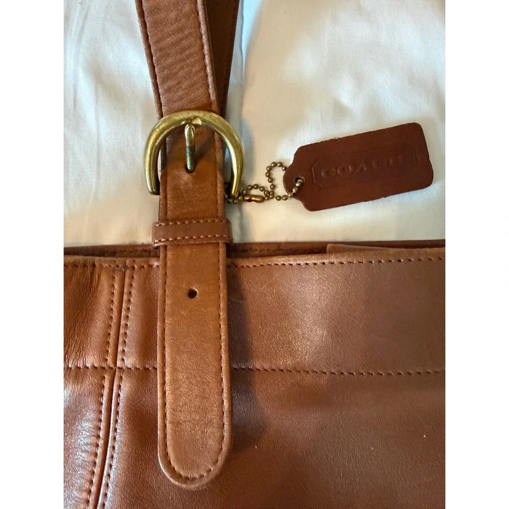 Vintage Coach Brown Leather Tote Bag USA Made G7H-4157 Brass Hardware Handbag